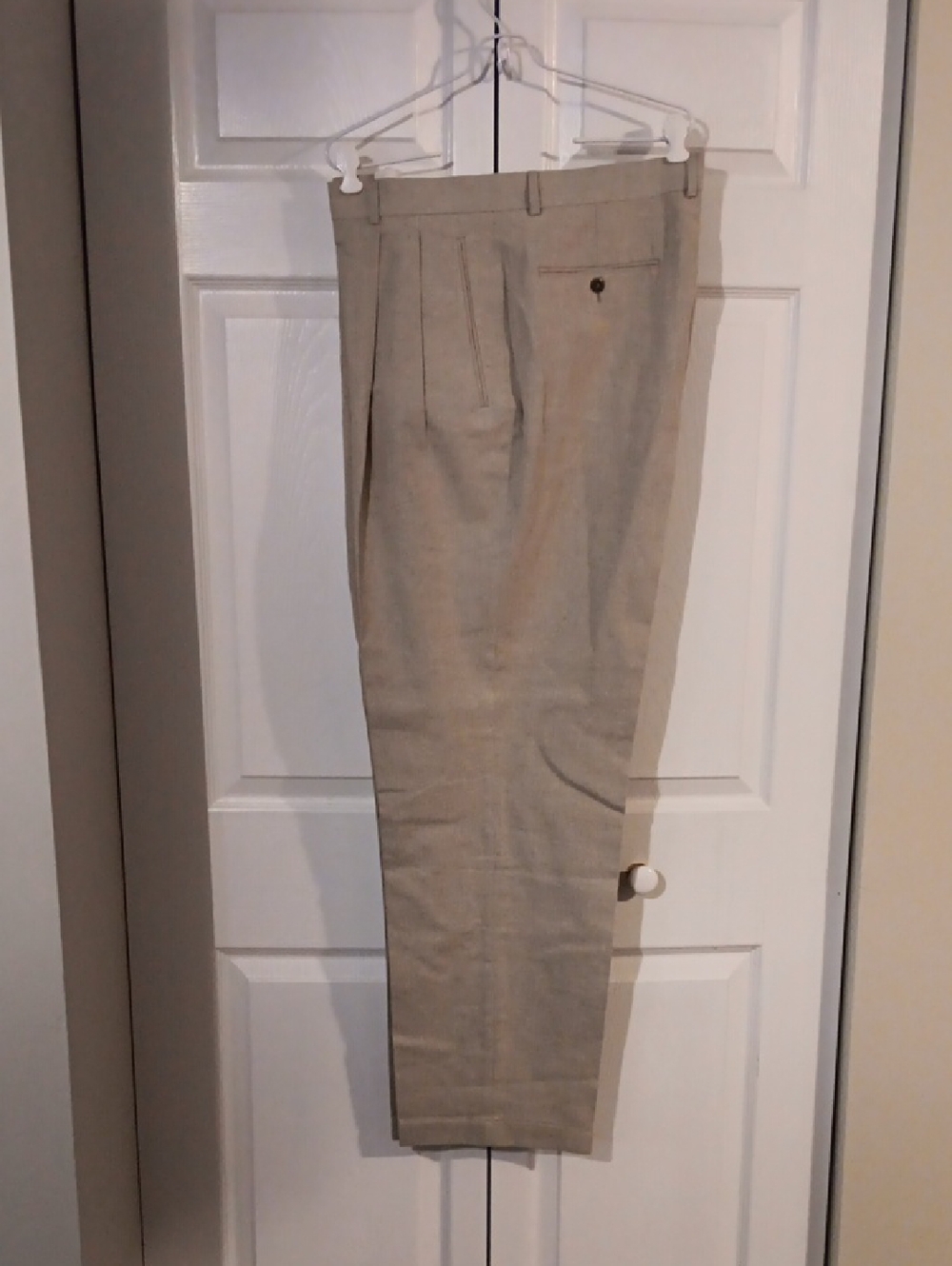 Men's Pleated Dress Pants in Light Beige - Classic Tailored Fit